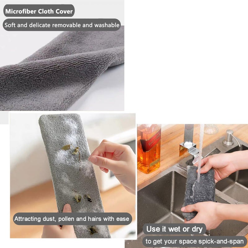 HEOATH Dust Brush Under Appliance Microfiber Duster with Extension Pole (40 to 55 inches) Bendable, Washable, Extendable Gap Dusters for Sofa Bed Furniture Bottom - Wet or Dry Gray - Image 5
